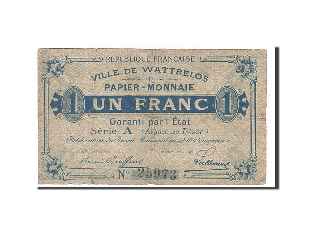 Banknote, Pirot:59-2743, 1 Franc, 1914, France, VF(20-25), Lille