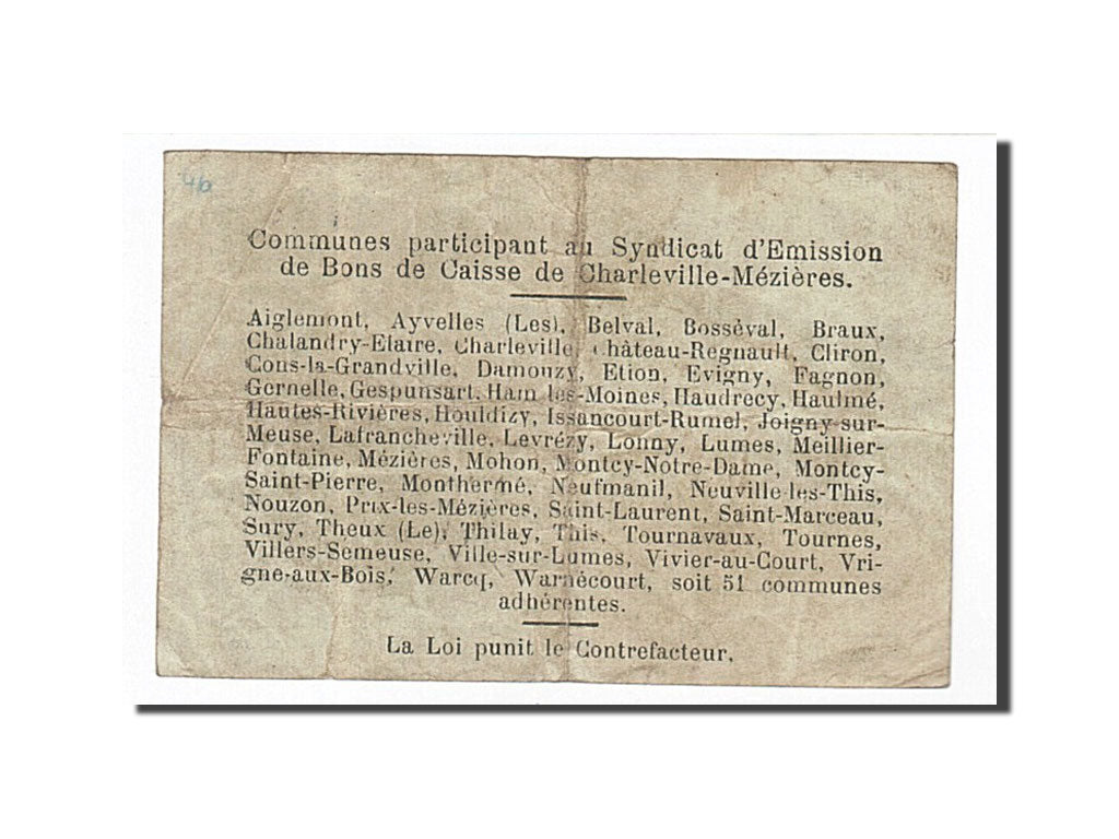 France, Charleville-Mézières, 1 Franc, 1916, VF(30-35), Pirot:08-89