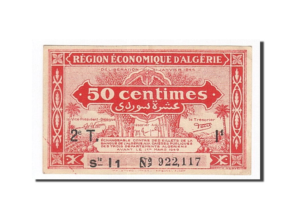 Banknote, Algeria, 50 Centimes, 1944, 1944-01-31, KM:100, UNC(63)