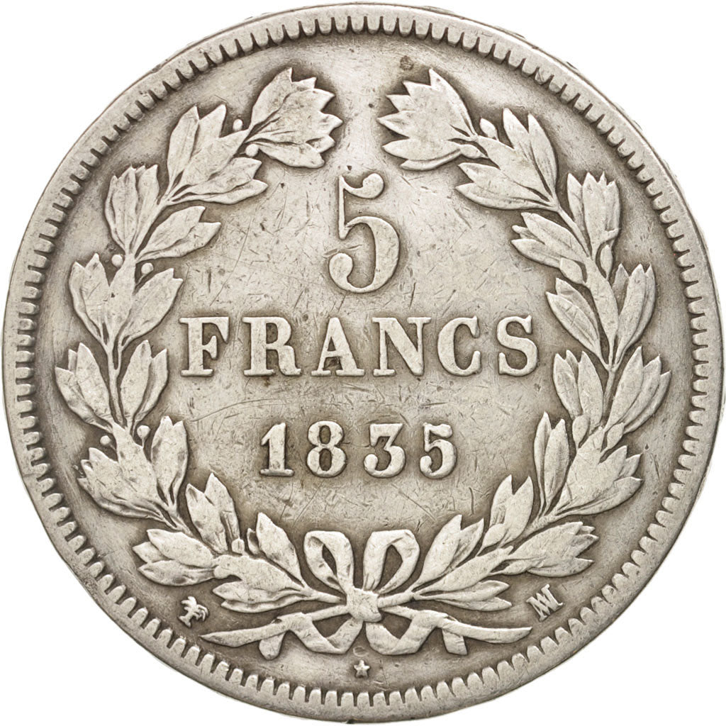 Monnaie, France, Louis-Philippe, 5 Francs, 1835, Marseille, TB, Argent