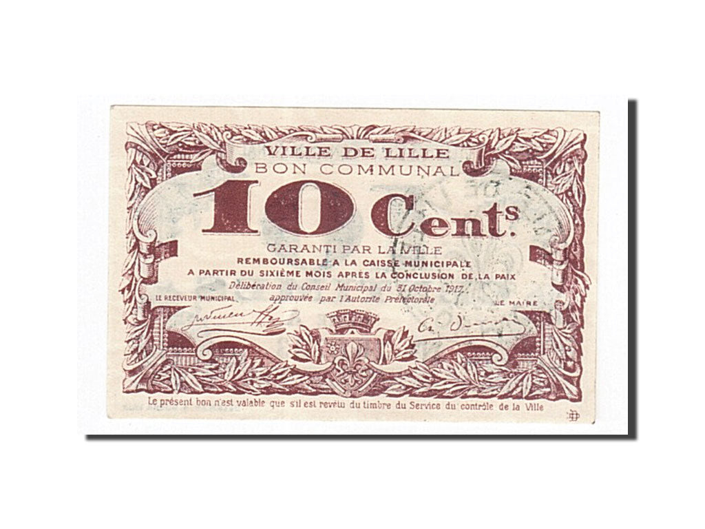 Banknote, Pirot:59-1632, 10 Centimes, 1917, France, UNC(65-70), Lille