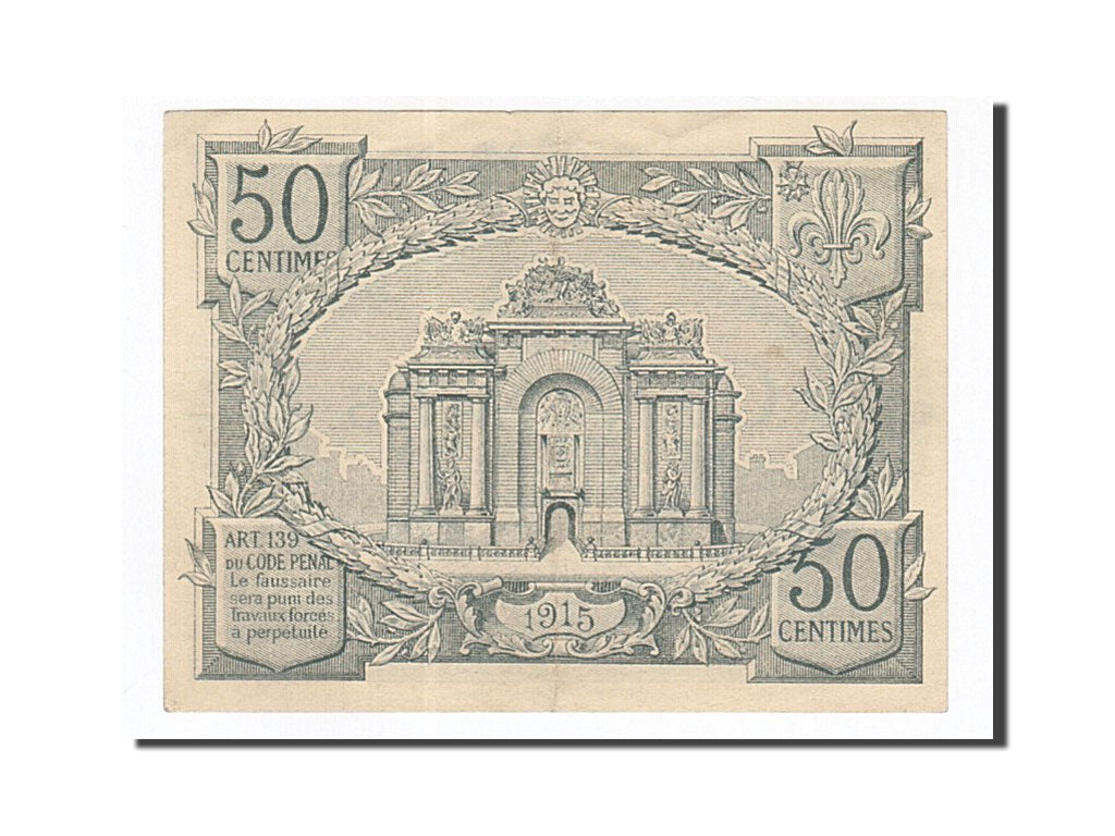 France, Lille, 50 Centimes, 1915, AU(55-58), Pirot:59-1599