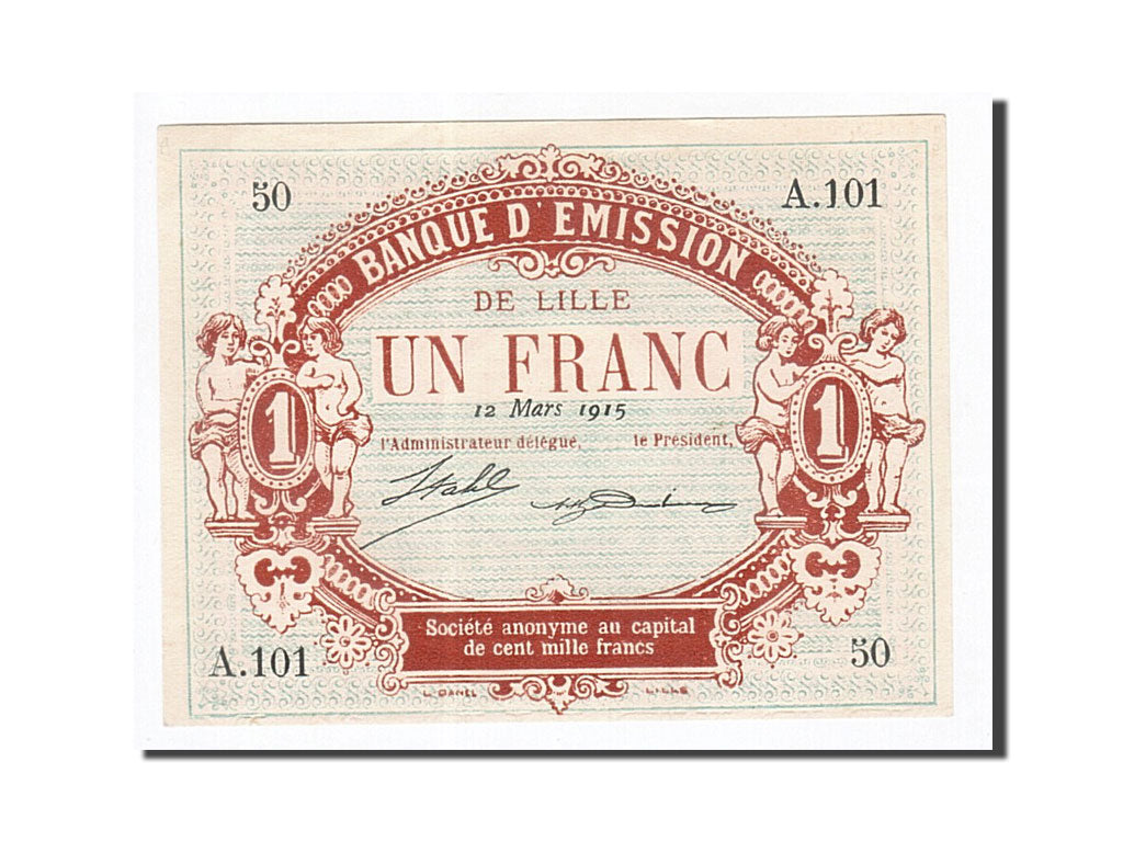 Banknote, Pirot:59-1595, 1 Franc, 1915, France, UNC(65-70), Lille