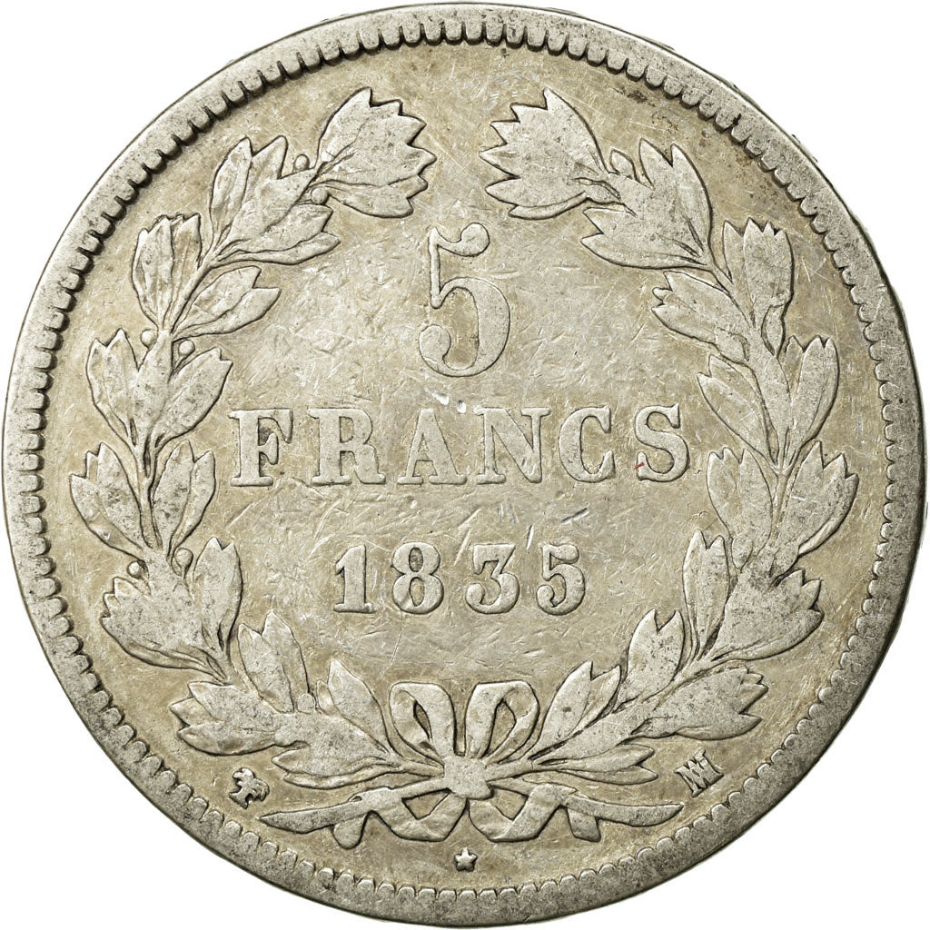 Coin, France, Louis-Philippe, 5 Francs, 1835, Marseille, F(12-15), Silver