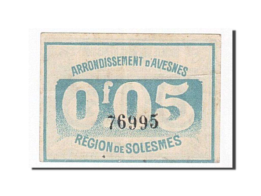 Geldschein, Frankreich, Avesnes, 5 Centimes, SS+, Pirot:59-195
