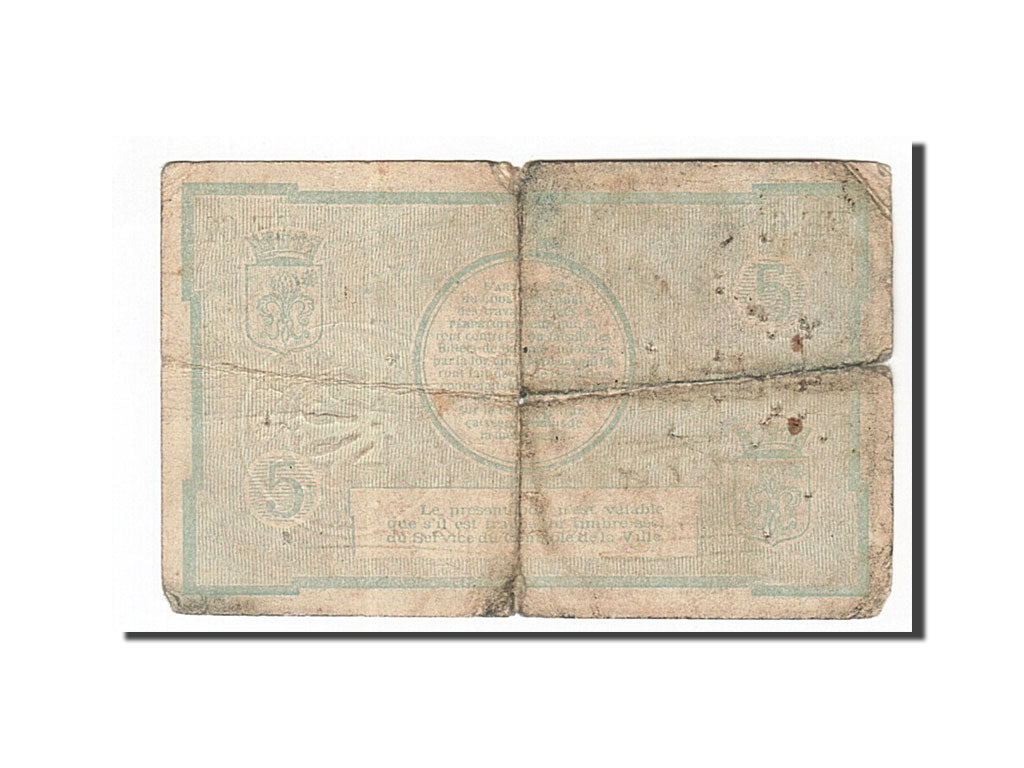 France, Lille, 5 Francs, 1914, TB, Pirot:59-1601