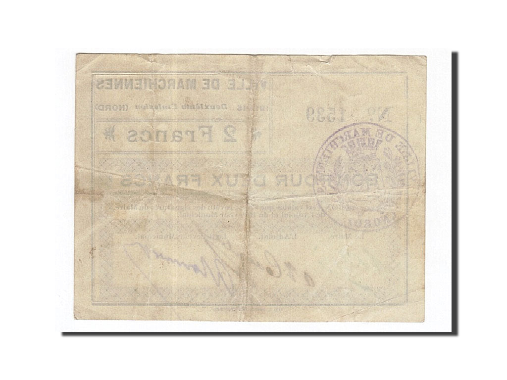 Banknote, Pirot:59-1707, 2 Francs, 1914-1915, France, EF(40-45), Marchiennes