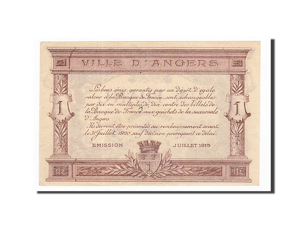 France, Angers, 1 Franc, 1915, UNC(60-62), Pirot:8-1
