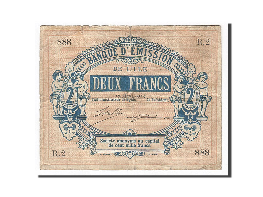 Billet, France, Lille, 2 Francs, 1914, TB, Pirot:59-1591