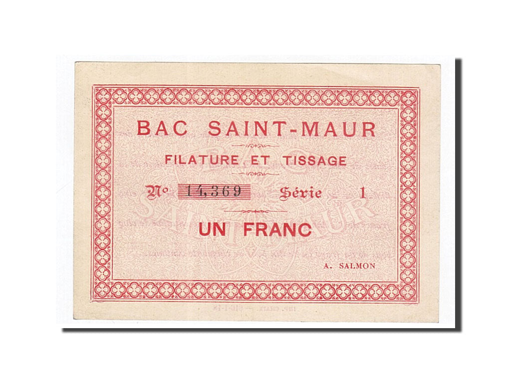 Banknote, Pirot:62-54, 1 Franc, France, UNC(65-70), Bac Saint-Maur