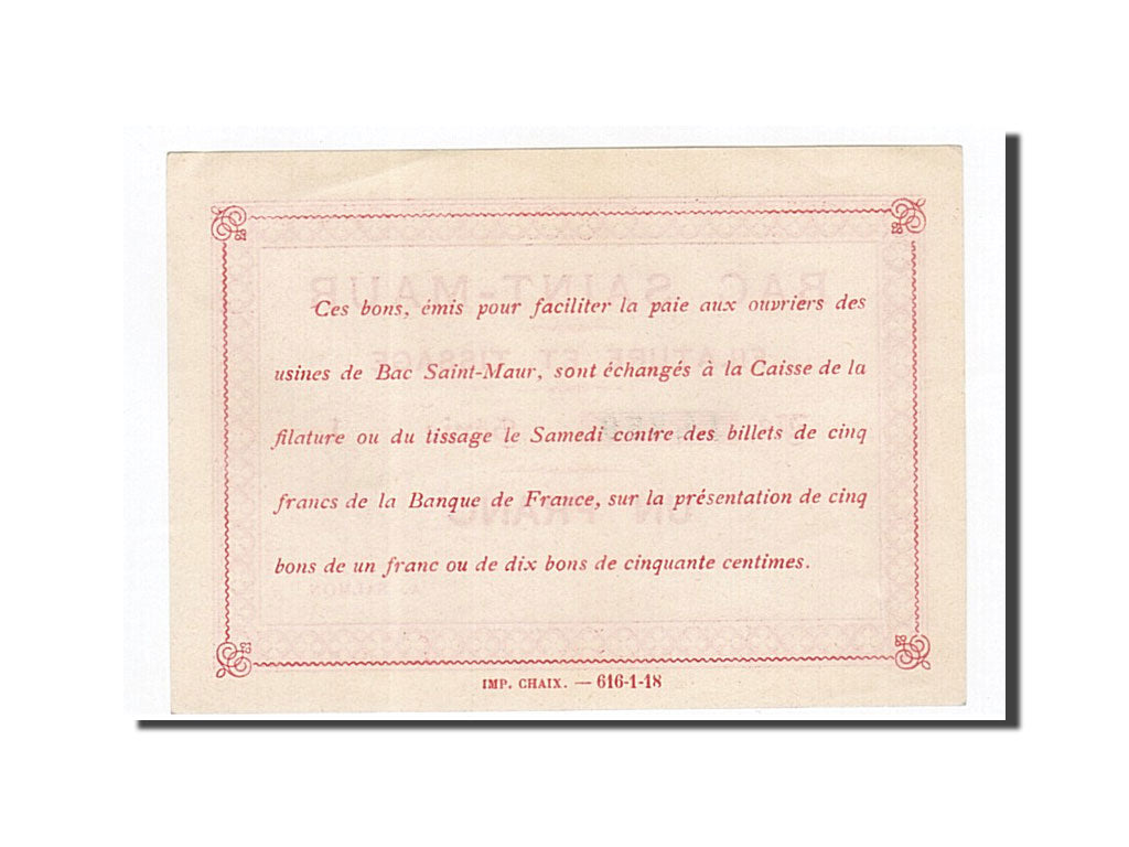 Banknote, Pirot:62-54, 1 Franc, France, UNC(65-70), Bac Saint-Maur