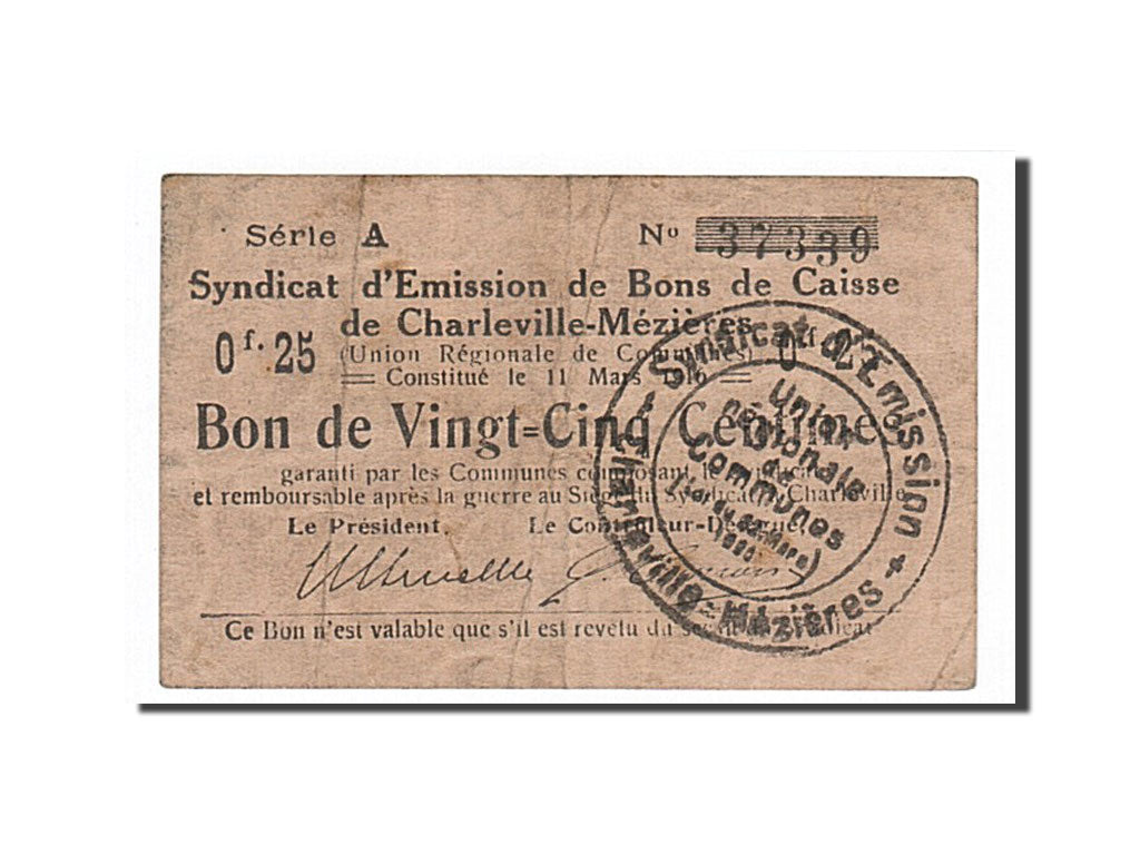 Banknote, Pirot:08-87, 25 Centimes, 1916, France, VF(30-35)