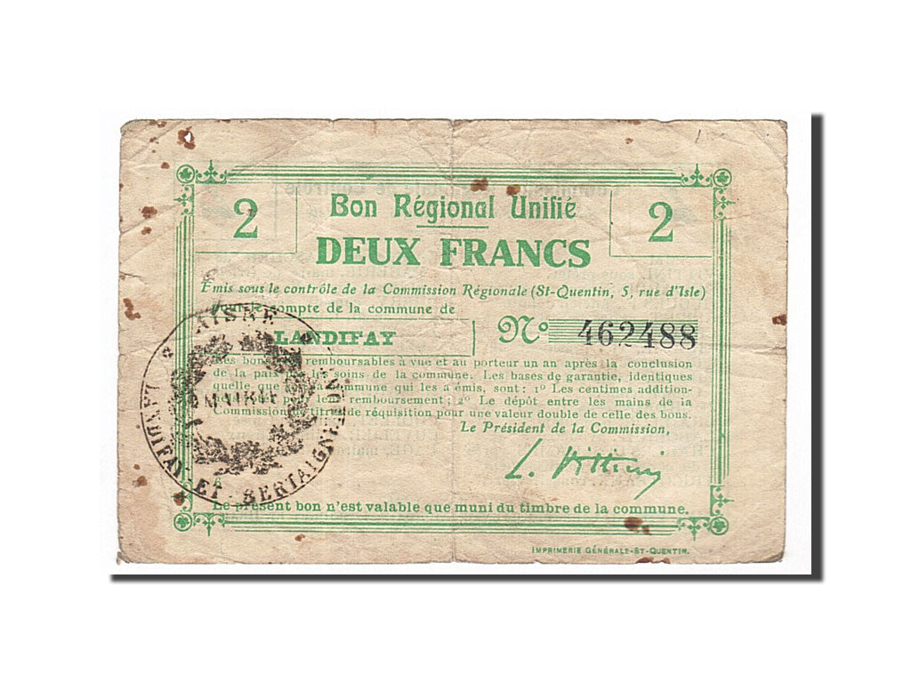 France, Landifay, 2 Francs, VF(30-35), Pirot:02-1271