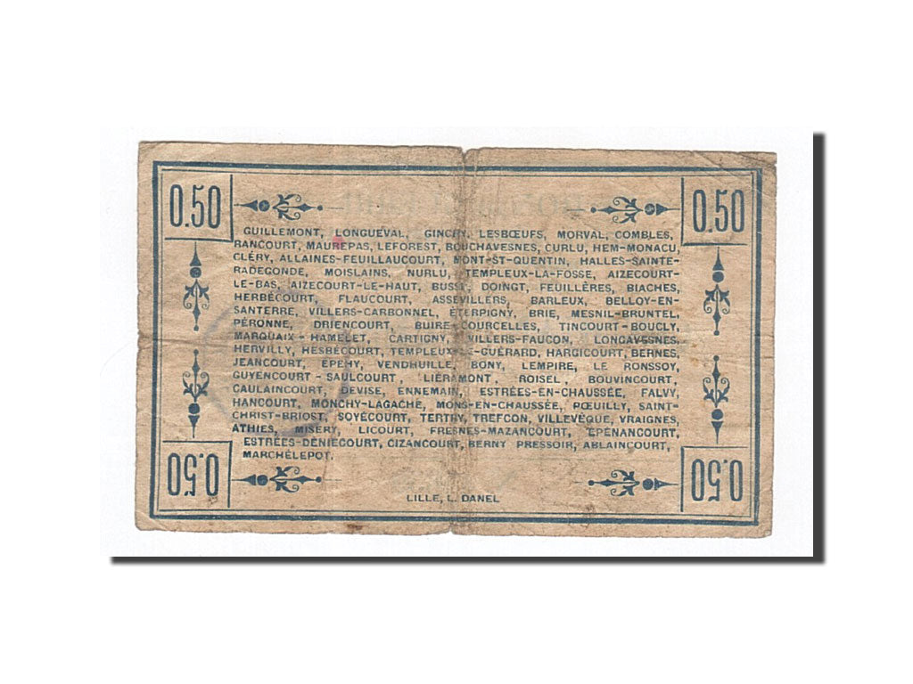 Banknote, Pirot:80-413, 50 Centimes, 1915, France, VF(30-35), Peronne