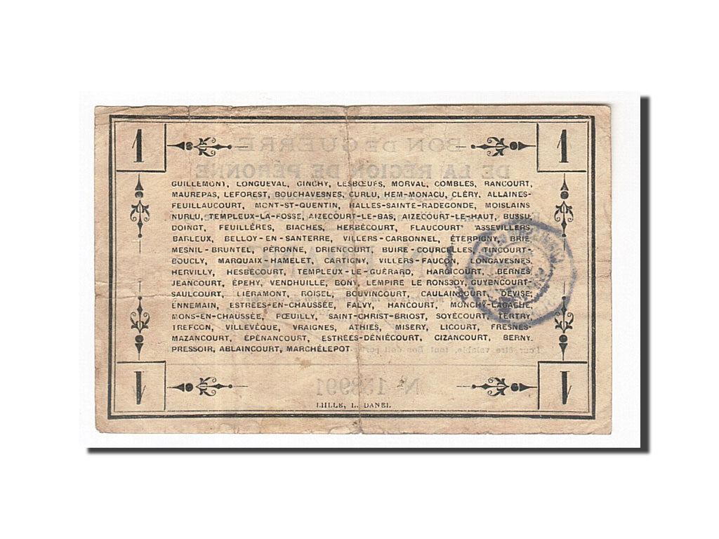 France, Peronne, 1 Franc, 1915, EF(40-45), Pirot:80-414