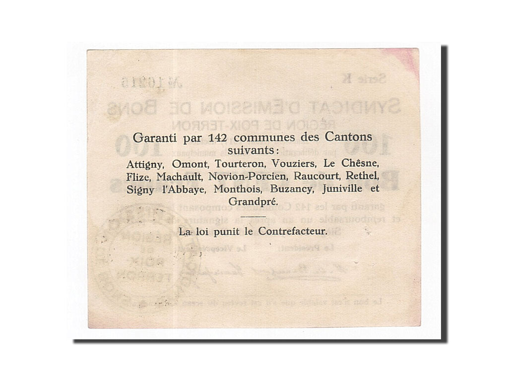 Billete, 100 Francs, Pirot:08-155, 1917, Francia, MBC+, Poix-Terron