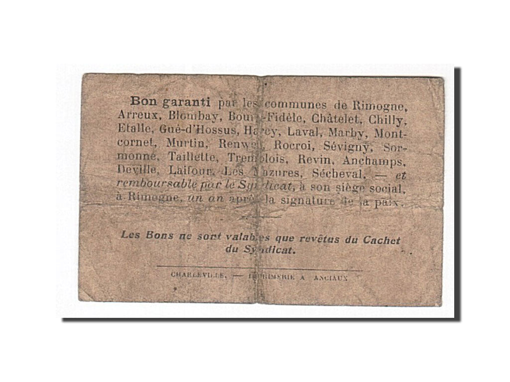 Billet, France, Rimogne, 25 Centimes, 1917, TB, Pirot:08-202