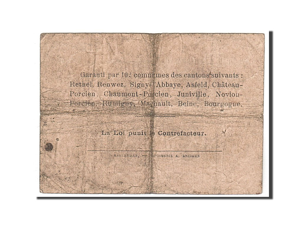 Billete, 2 Francs, Pirot:08-168, 1916, Francia, BC, Rethel