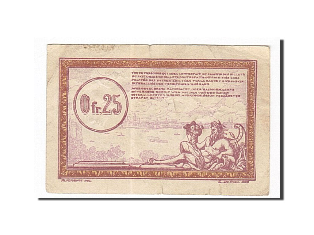Banknot, Francja, Régie des chemins de Fer, 25 Centimes, EF(40-45), Pirot:135-3