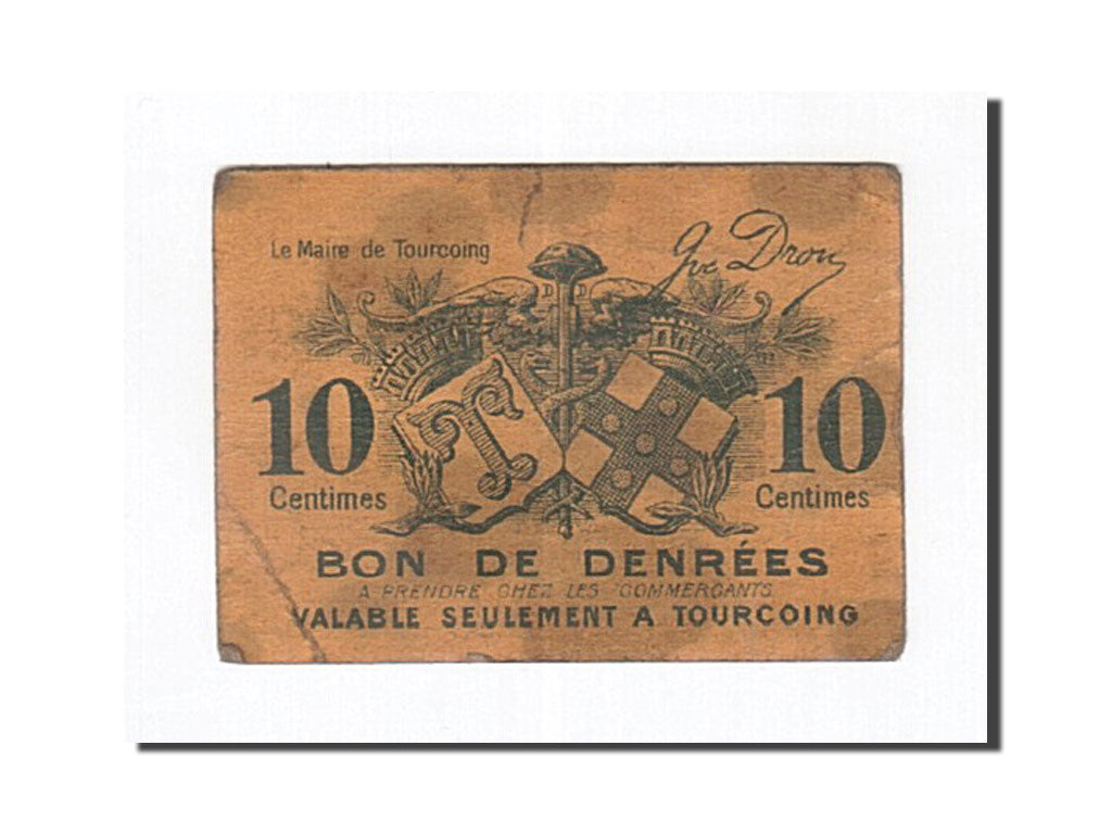 Banconote, Pirot:59-3236, MB, Tourcoing, 10 Centimes, Francia