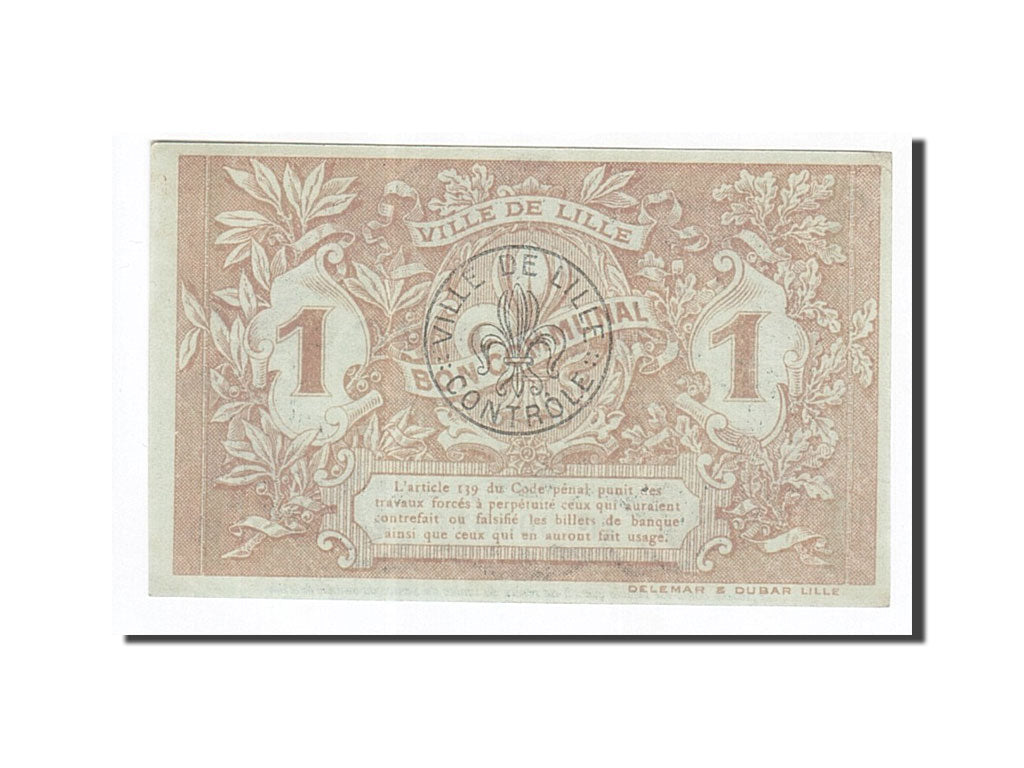 Banknote, Pirot:59-1636, 1 Franc, 1917, France, UNC(63), Lille