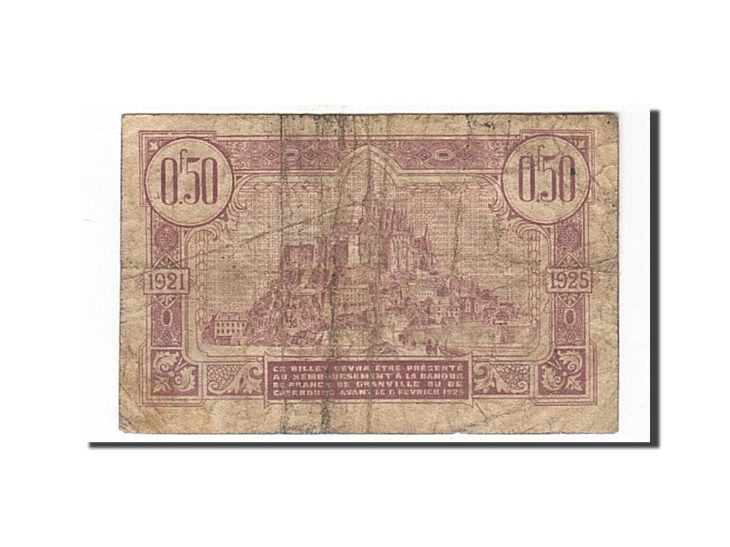 Banknote, Pirot:61-5, 50 Centimes, 1921, France, VF(20-25), Granville et