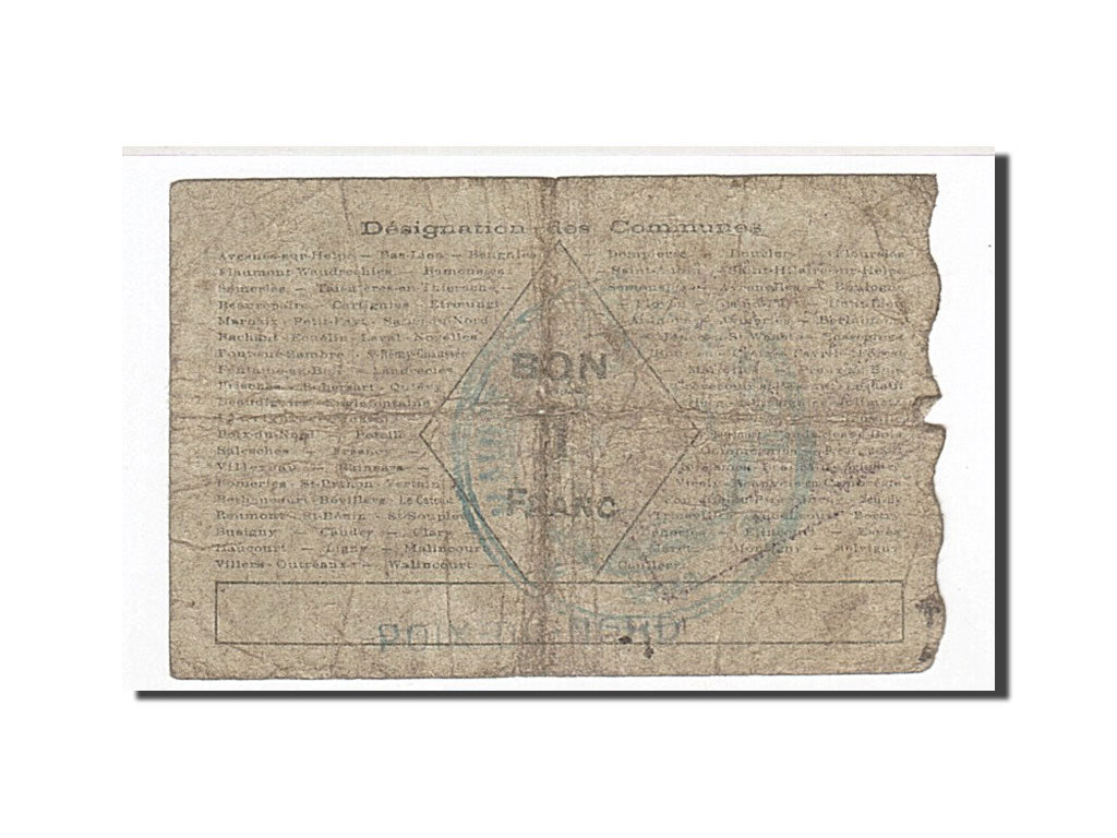 Geldschein, Frankreich, Avesnes, 1 Franc, 1916, SGE, Pirot:59-203