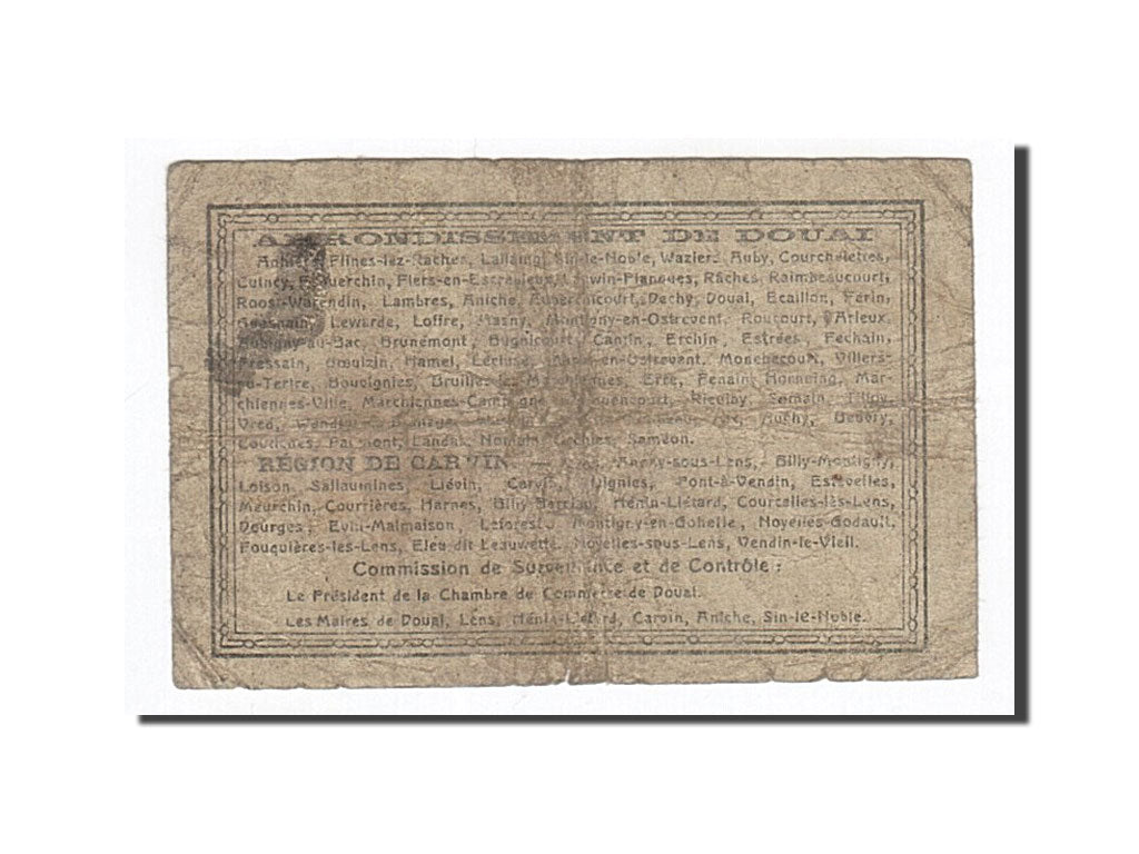 Banknote, Pirot:59-749, 1 Franc, 1916, France, VF(20-25), Douai