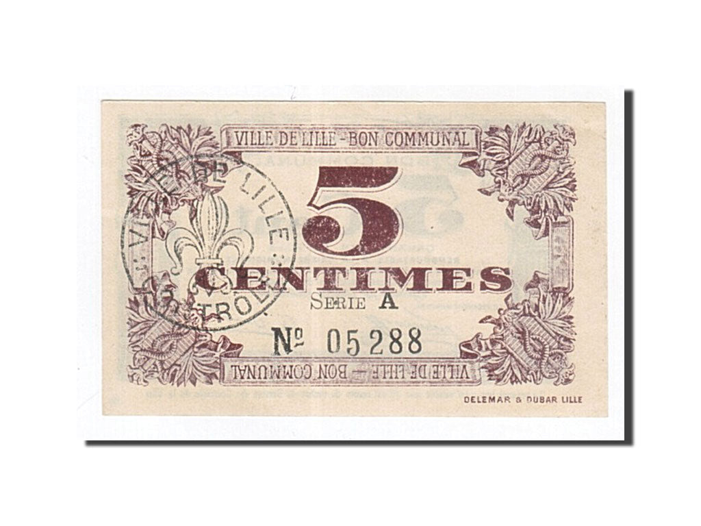 Billet, France, Lille, 5 Centimes, 1917, NEUF, Pirot:59-1630