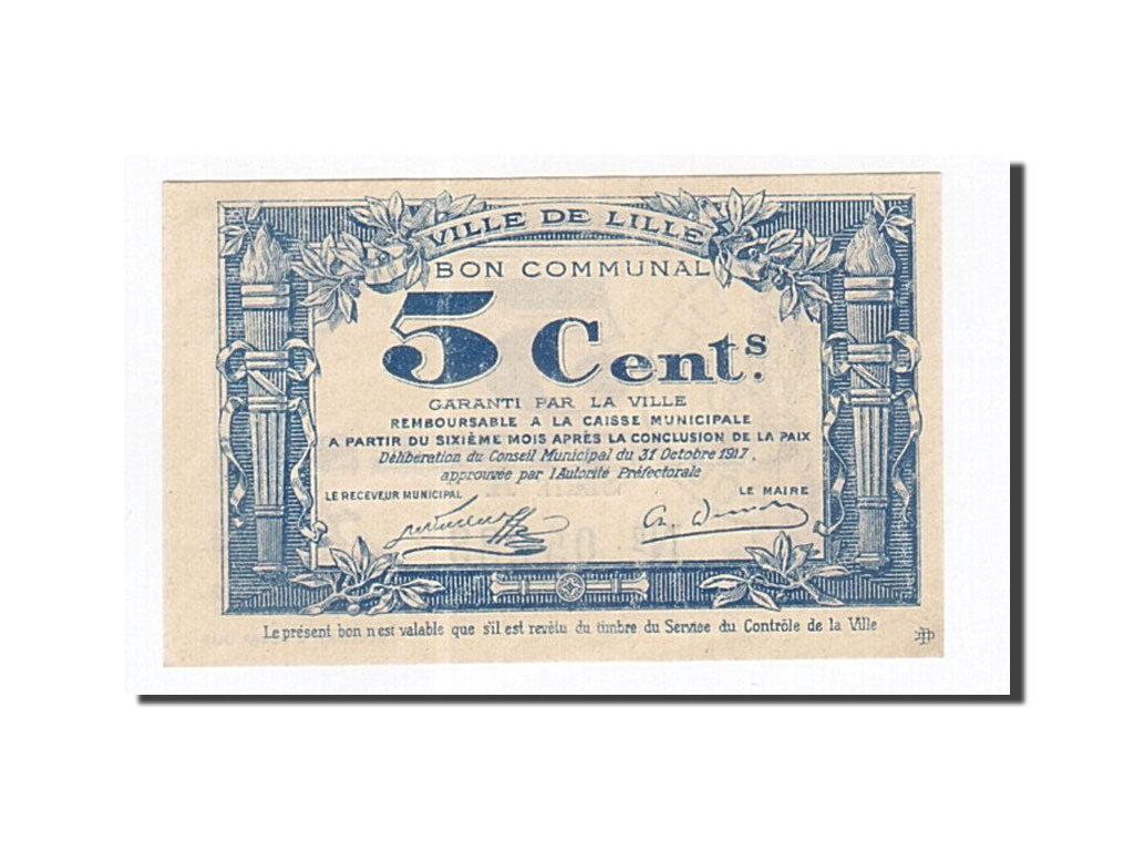Billet, France, Lille, 5 Centimes, 1917, NEUF, Pirot:59-1630