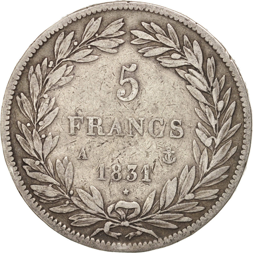 France, Louis-Philippe, 5 Francs, 1831, Paris, VF(20-25), Silver, KM:736.1