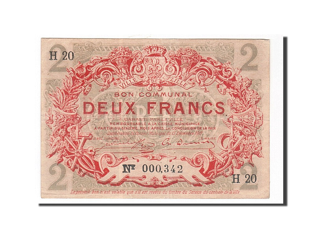 Billet, France, Lille, 2 Francs, 1917, TTB, Pirot:59-1639