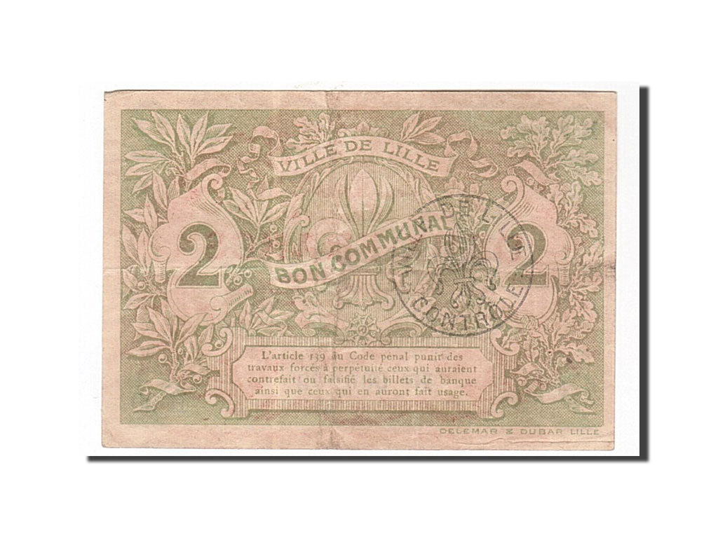 Billet, France, Lille, 2 Francs, 1917, TTB, Pirot:59-1639