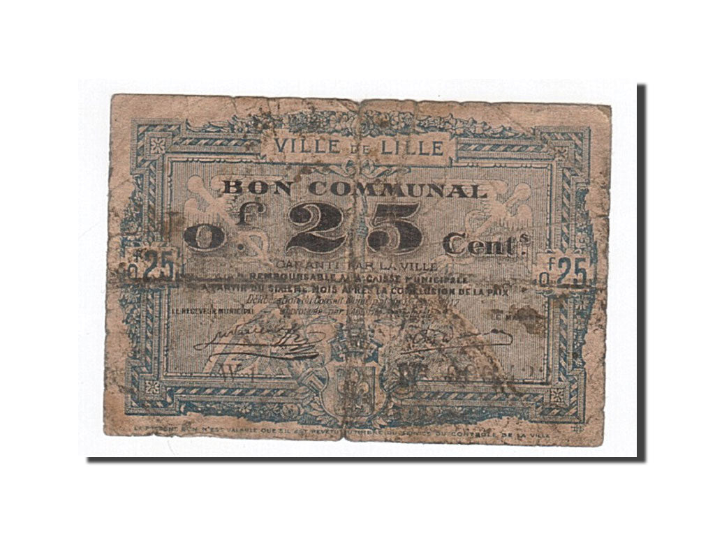 Geldschein, Frankreich, Lille, 25 Centimes, 1917, SGE, Pirot:59-1621