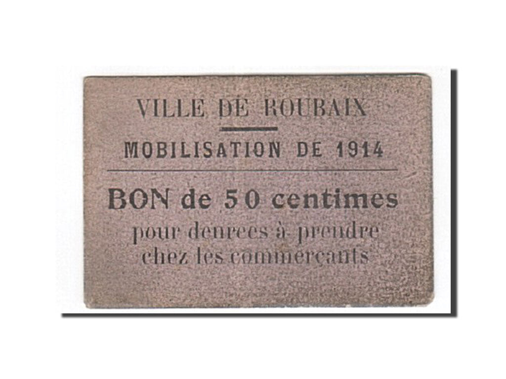 Billet, France, Roubaix, 50 Centimes, 1914, SUP, Pirot:59-3164