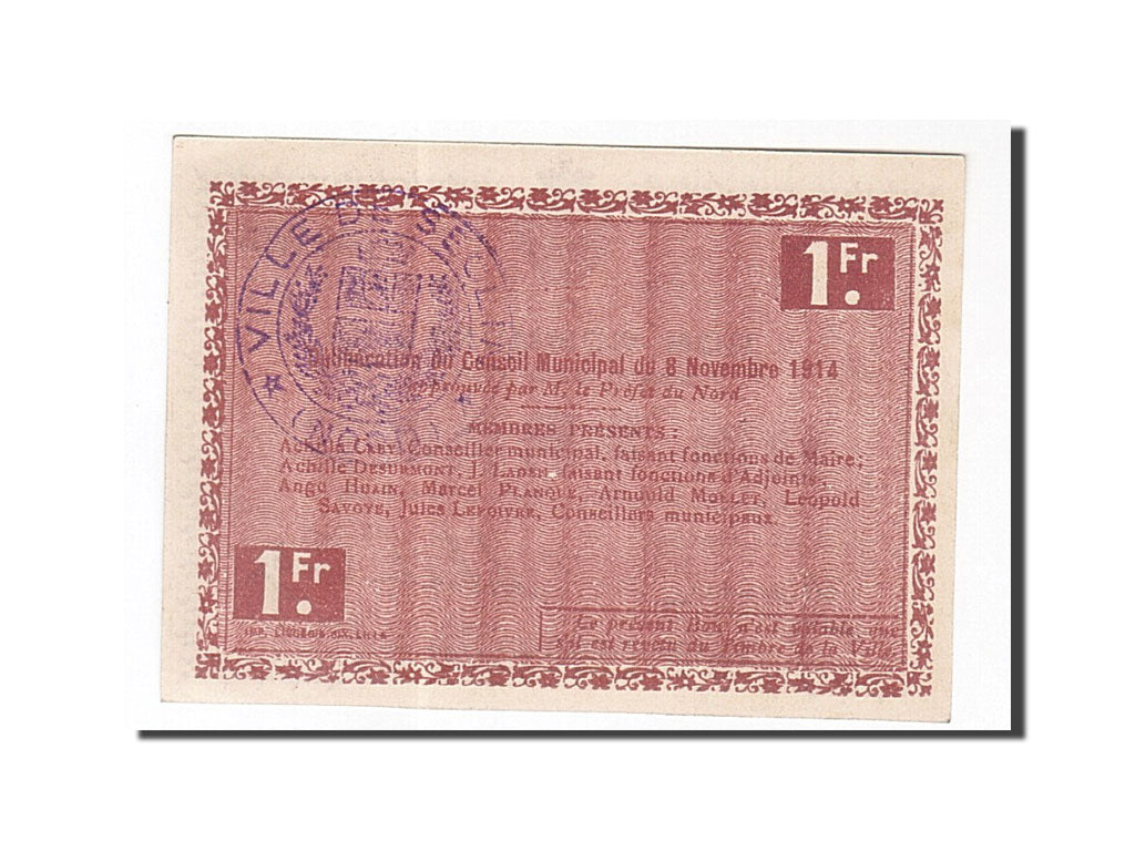 Billet, France, Seclin, 1 Franc, 1914, NEUF, Pirot:59-2302