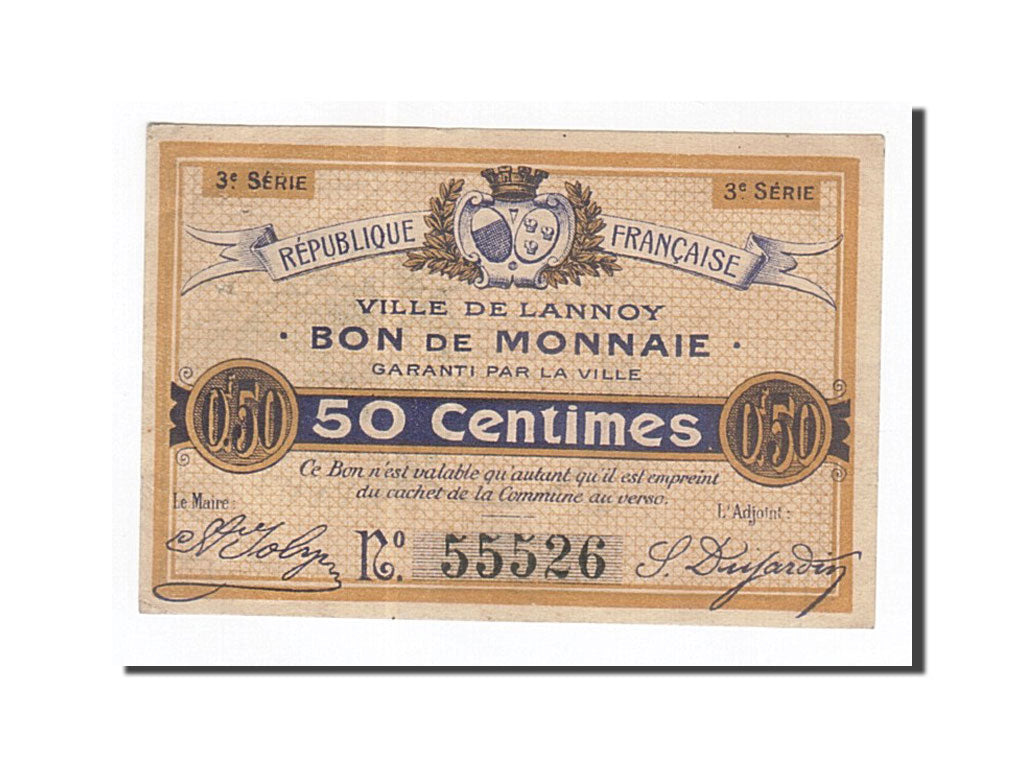 Billet, France, Lannoy, 50 Centimes, SUP, Pirot:59-1478