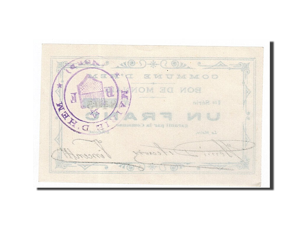 Banknote, Pirot:59-1309, 1 Franc, France, UNC(65-70), Hem