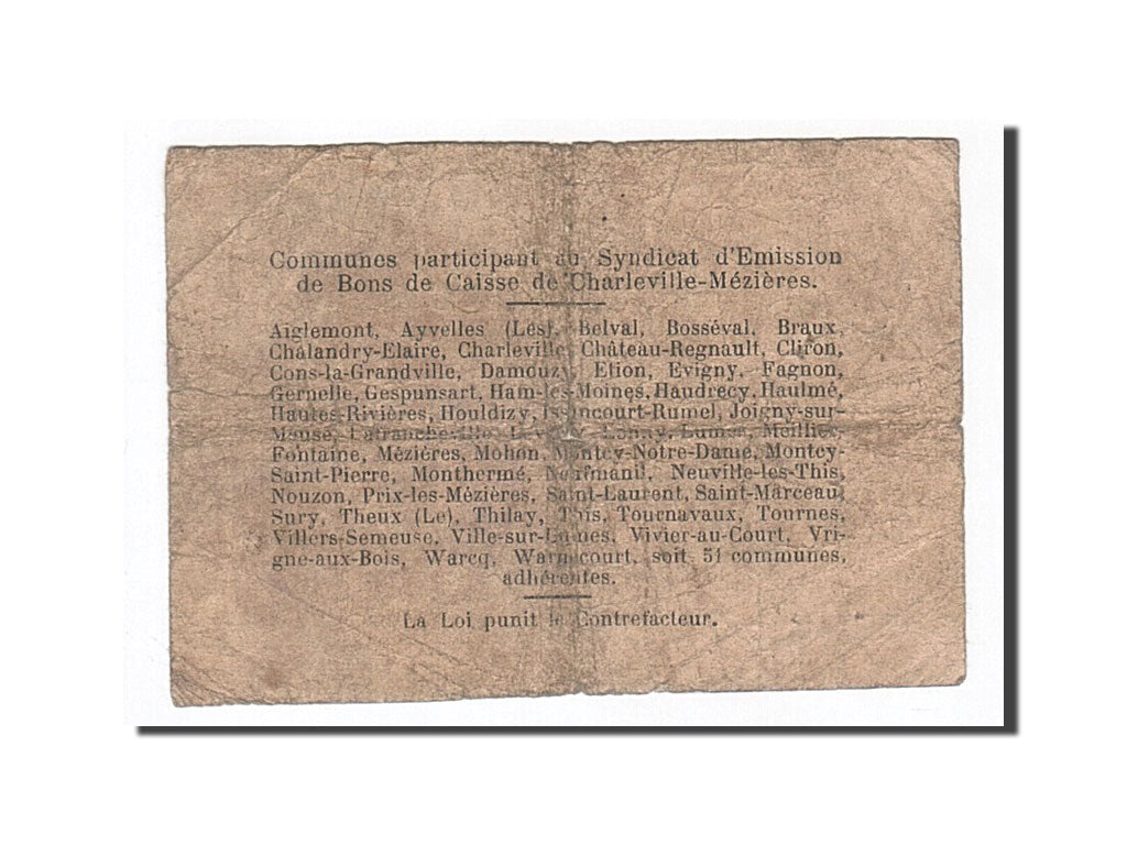 Banknote, Pirot:08-83, 2 Francs, 1916, France, F(12-15), Charleville-Mézières