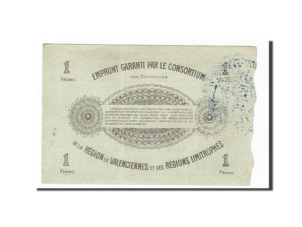 Banknot, Francja, Valenciennes, 1 Franc, 1916, UNC(60-62), Pirot:59-2565