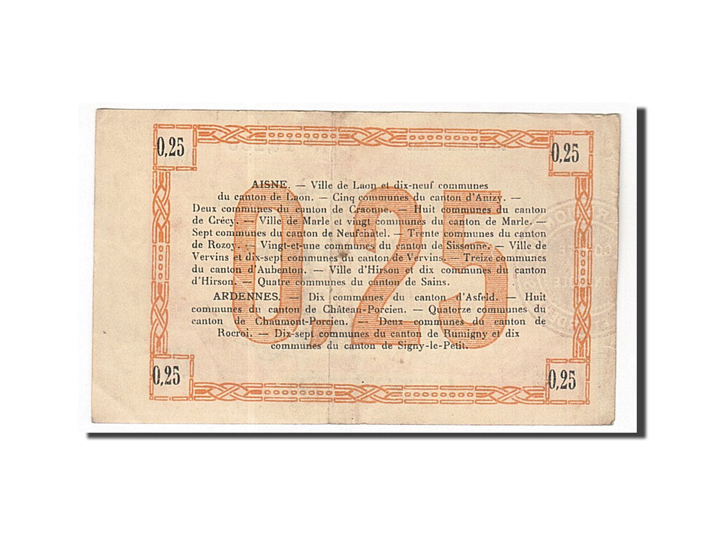 France, Laon, 25 Centimes, 1915, EF(40-45), Pirot:02-1300