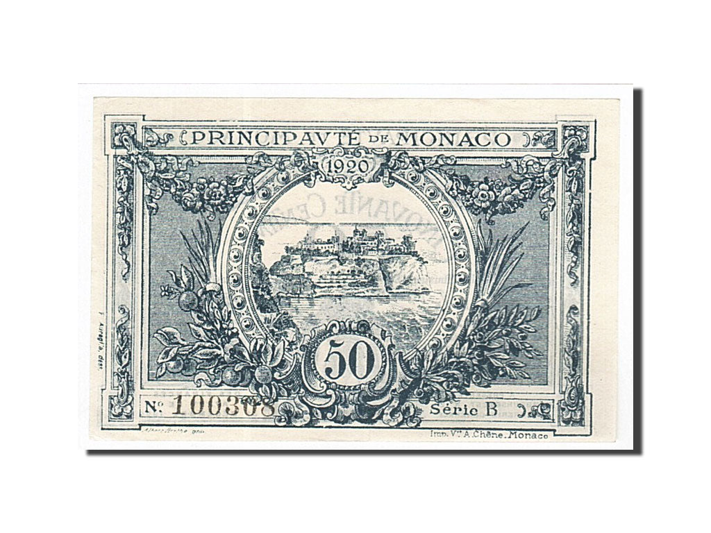 Monaco, 50 Centimes, 1920, 1920-03-20, AU(55-58), Pirot 136-3