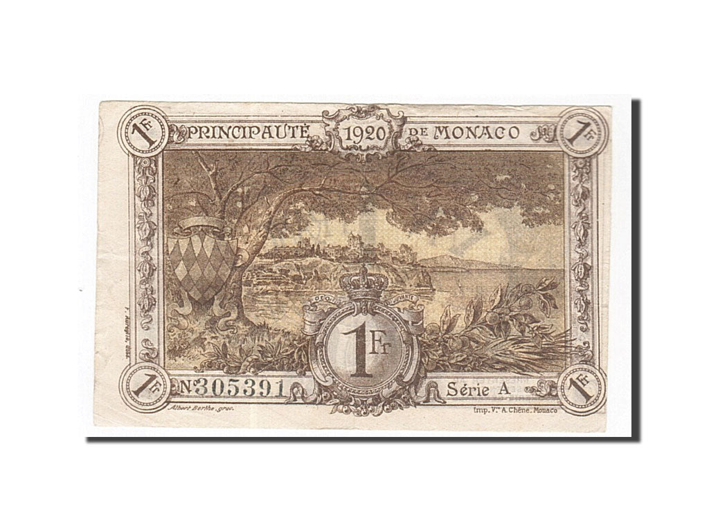 Monaco, 1 Franc, 1920, 1920-03-20, BB+, Pirot 136-10
