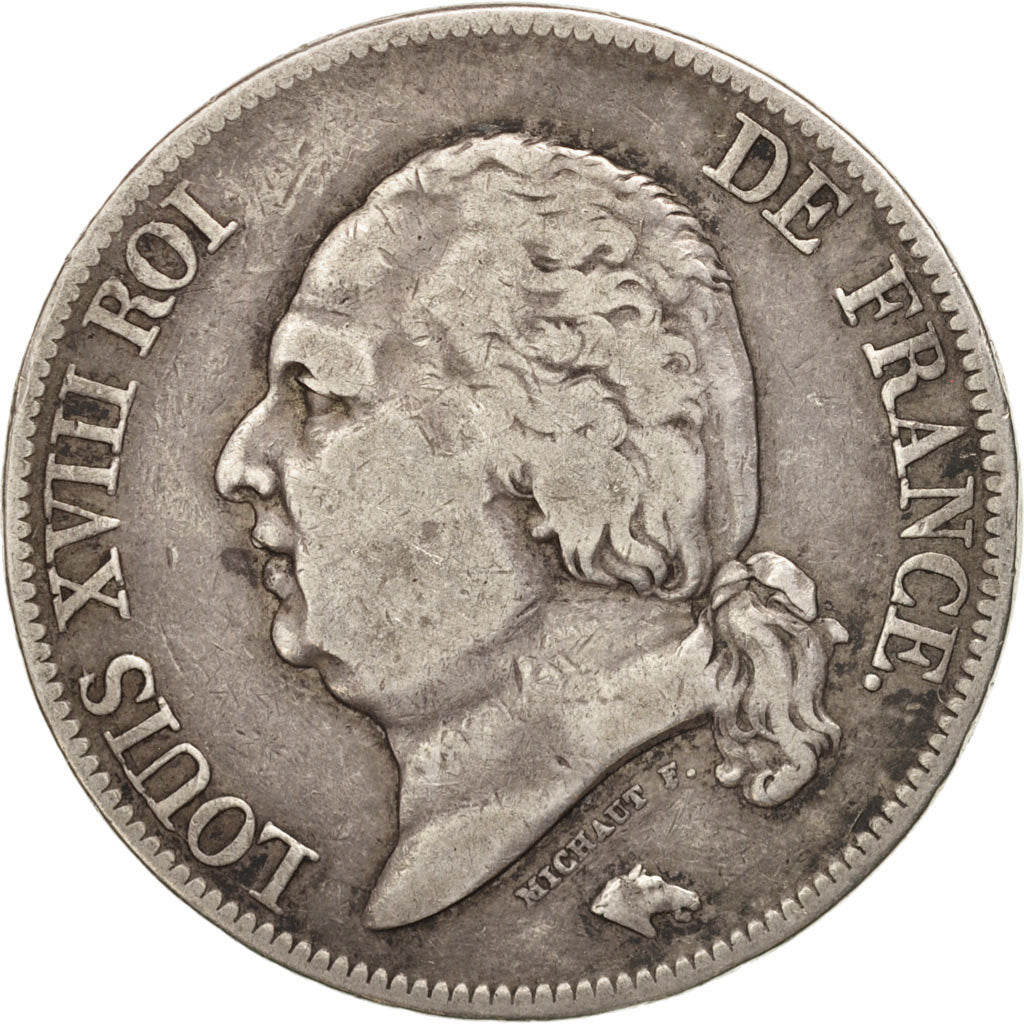 France, Louis XVIII, 5 Francs, 1817, Rouen, VF(20-25), Silver, KM 711.2