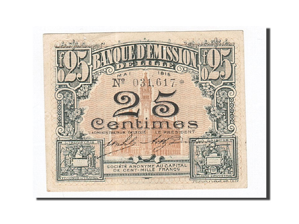 Billet, France, Lille, 25 Centimes, 1915, TTB, Pirot:59-1598