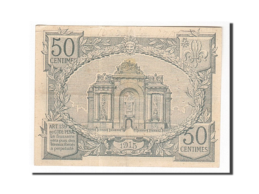 Banknote, Pirot:59-1599, 50 Centimes, 1915, France, AU(55-58), Lille
