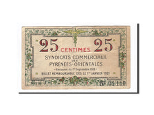 France, Perpignan, 25 Centimes, 1918, EF(40-45), Pirot:66-71