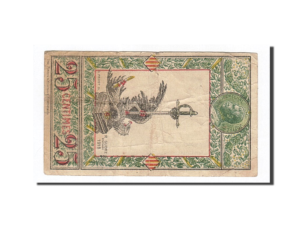 France, Perpignan, 25 Centimes, 1918, EF(40-45), Pirot:66-71