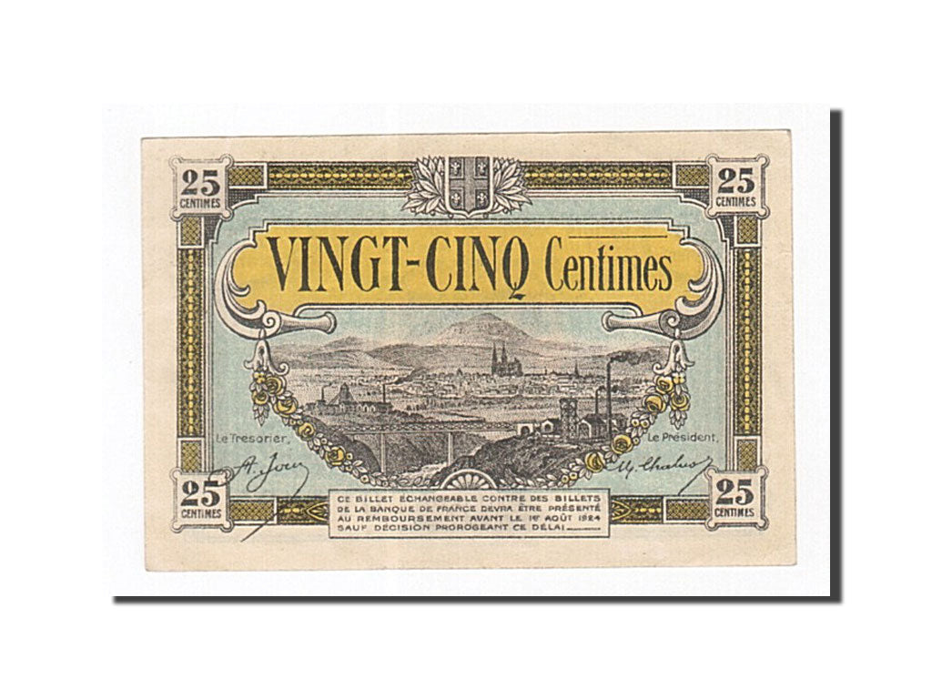 Banknote, Pirot:40-1, 25 Centimes, France, AU(55-58), Clermont-Ferrand