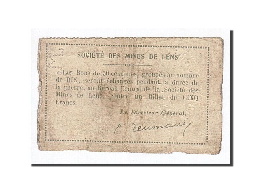 Banknote, Pirot:62-803, 50 Centimes, 1914, France, VF(20-25), Lens